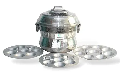 MYNAKSHA Anodised Aluminium Idly Maker Idli Maker satti Steamer Boiler Cooker Panai Weight 2.8 kg big size with 3 plate 25 idly